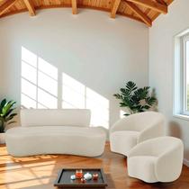 Kit Recamier Curvo Amsterdã 200cm e 2 Poltronas Amore Luxo Bouclé Kit Recamier Curvo Amsterdã 200cm e 2 Poltronas Amore Luxo Bouclé