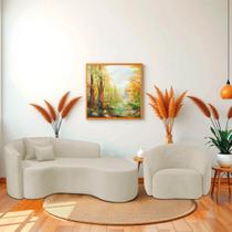 Kit Recamier Curvo Sala de Estar Inglaterra 200cm Lado Direito e Poltrona Orgânica Luxo Amore Bouclé Kit Recamier Curvo Sala de Estar Inglaterra 200cm Lado Direito e Poltrona Orgânica Luxo Amore Bouclé