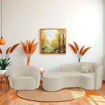 Kit Recamier Curvo Sala de Estar Inglaterra 200cm Lado Esquerdo Poltrona Orgânica Luxo Amore Bouclé Kit Recamier Curvo Sala de Estar Inglaterra 200cm Lado Esquerdo Poltrona Orgânica Luxo Amore Bouclé