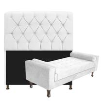 Kit Recamier Sofá Calçadeira Divã Félix 140 cm e Cabeceira Estofada Lady 140 cm Para Cama Box Casal Suede Branco - AM Decor Kit Recamier Sofá Calçadeira Divã Félix 140 cm e Cabeceira Estofada Lady 140 cm Para Cama Box Casal Suede Branco - AM Decor