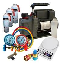 Kit Recarga Ar Condicionado Automotivo Com Bomba De Vácuo