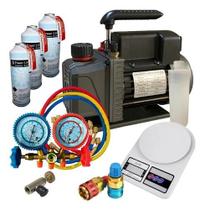 Kit Recarga Ar Condicionado Automotivo Com Bomba De Vácuo