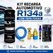 Kit Recarga Gás Ar Condicionado Automotivo Carro + Tapa fugas Selante Veda Furos Kit Recarga Gás Ar Condicionado Automotivo Carro + Tapa fugas Selante Veda Furos