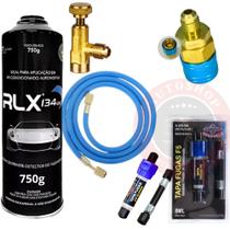 Kit Recarga Gás Ar Condicionado Automotivo Carro + Tapa fugas Selante Veda Furos