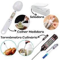 Kit Receitas Colher Medidora Seladora Embalagens Termômetro
