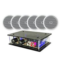 Kit Receiver Rca + 3 Pares Arandelas Som Coaxial 70w Branco