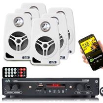 Kit receiver Slim 1002bt Leson+6 Caixa Som Parede Br Leson