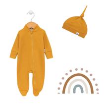 Kit Recém Nascido Com Macacão e Touquinha Amarelo Mostarda Kit Recém Nascido Com Macacão e Touquinha Amarelo Mostarda