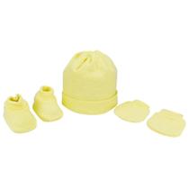 Kit Recém Nascido Gorro Luva e Sapatinho Pimpolho amarelo