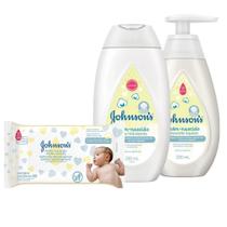 Kit Recém Nascido JOHNSONS BABY Lencinho 48 Unidades Hidratante 200ml Sabonete 200ml