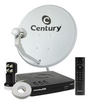 Kit Receptor Digital Century Midiabox Antena Lnbf Quad Cabo Preto Kit Receptor Digital Century Midiabox Antena Lnbf Quad Cabo Preto