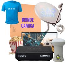 Kit receptor satmax 6 + antena + lnbf simples + cabo