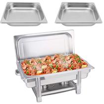 Kit Rechaud GN 1/1 Inox Fogareiro Duplo + 2 Cubas 1/2 65mm