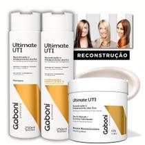 Kit Reconstrução Capilar Ultimate UTI Shampoo + Condicionador Leave-in (2 em 1) + Máscara 450g Gaboni Professional