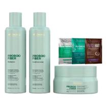 Kit Reconstrução Intensiva Proboo Fiber Prohall 3 Sachês Máscara Hidratação Prohall Professional de Brinde