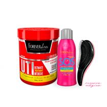 Kit Reconstrutor SOS + Máscara UTI 900g Forever Liss +Escova