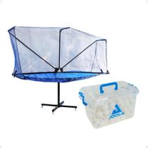 Kit Rede Aparadora com suporte de rodas + Bola JOOLA Magic ABS 40+ Branca c/ 144 unid.