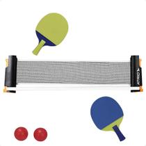Kit Rede de Ping Pong Tênis De Mesa Retrátil Portátil + 2 Raquetes e 2 Bolinhas