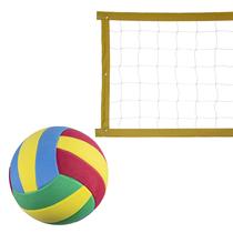 Kit rede de vôlei colorido 6 metros amarelo + bola