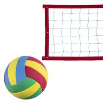Kit rede de vôlei colorido 6 metros vermelho + bola - Evo Sports