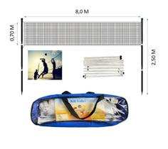 Kit Rede de Vôlei de Praia Com Postes Montáveis de Aço Completo Pangué
