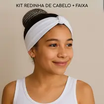 Kit Redinha Rede e Faixa para Cabelo Ballet Infantil