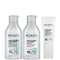 Kit Redken Acidic Bonding Concentrate Shampoo Condicionador e Máscara Líquida 5-Min Reparação Kit Redken Acidic Bonding Concentrate Shampoo Condicionador e Máscara Líquida 5-Min Reparação