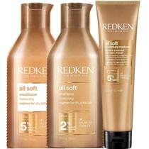Kit Redken All Soft Shampoo 300ml Condicionador 300ml e Leave-in 150ml Hidratação e Maciez Kit Redken All Soft Shampoo 300ml Condicionador 300ml e Leave-in 150ml Hidratação e Maciez
