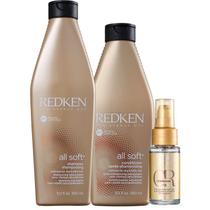 Kit Redken All Soft Shampoo, Condicionador e Oil Reflections