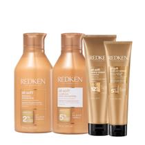 Kit Redken All Soft Shampoo P Condicionador Máscara e Leave-in (4 produtos)