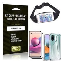 Kit Redmi Note 10S Pochete+Capa Anti Shock+Película Vidro 3D