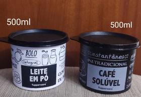 Kit redondinha pb 2 peças 500ml cada leite em pó  + café solúvel  tupperware