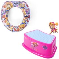 Kit Redutor de Assento Vaso Sanitário Infantil Desfralde e Degrau Banheiro Crescidinho Antiderrapante Patrulha Canina