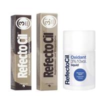 Kit Refectocil Tintura Castanho Natural 3.0 + Castanho Claro 3.1 + Ox Liquido 100ml