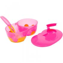 Kit Refeição 320ml Com Divisórias E Colher Rosa 5805 - Buba Kit Refeição 320ml Com Divisórias E Colher Rosa 5805 - Buba
