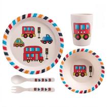 Kit Refeição 5Pçs Infantil Bamboo N239547-7 Ônibus -Quanhe