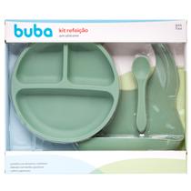 Kit Refeição Alimentação em Silicone Macio Bebe Infantil Introdução Alimentar Completo Buba