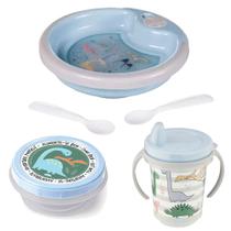 Kit Refeição Alimentação Infantil Bebê Prato Copo Pote Papinha Dino Dinossauro Meninos Kit Refeição Alimentação Infantil Bebê Prato Copo Pote Papinha Dino Dinossauro Meninos