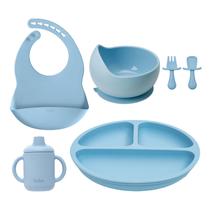 Kit Refeição Babador Copo Prato Bowl Talheres Silicone Buba