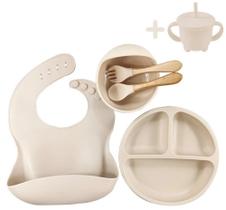 Kit Refeição Bebê 6 Peças Introdução Alimentar Silicone Livre de BPA Atóxico