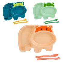 Kit refeição bebe plástico hipopótamo cor diversas