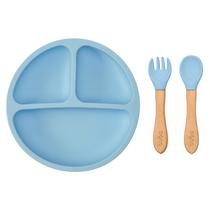 Kit Refeição Bebê Prato E Talheres Em Silicone E Bambu - Buba Baby