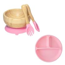 Kit Refeição Bebê Silicone E Bambu Rosa 4 Peças Introdução Kit Refeição Bebê Silicone E Bambu Rosa 4 Peças Introdução
