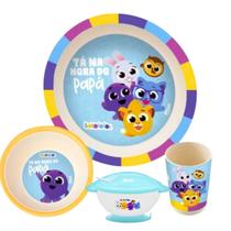 Kit Refeição Bolofofos 3 Peças Bowl 300ml Com Tampa e Talher Ideal Para Crianças Prático e Seguro Livre De BPA Zoop
