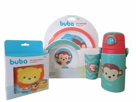 Kit Refeição Buba + Garrafinha + 3 Potinhos Modelo Macaco Kit Refeição Buba + Garrafinha + 3 Potinhos Modelo Macaco