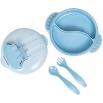 Kit Refeição c/ Compartimento e talheres Azul - Buba