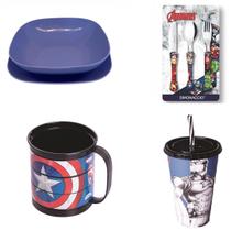 Kit Refeicao Capitao America - azul- Copo Colorir