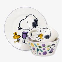 Kit Refeição Cerâmica Bowl, Caneca e Prato Snoopy