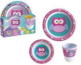 Kit Refeição com 3 Peças Prato Raso + Tigela + Copo - Corujinha Kit Refeição com 3 Peças Prato Raso + Tigela + Copo - Corujinha