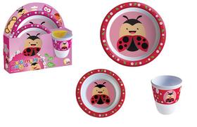 Kit Refeição com 3 Peças Prato Raso + Tigela + Copo - Joaninha Kit Refeição com 3 Peças Prato Raso + Tigela + Copo - Joaninha